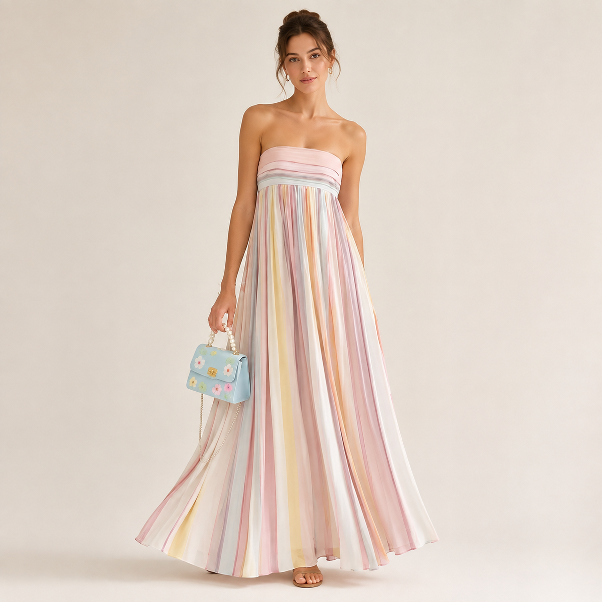 Robe longue plissée bustier Moreau