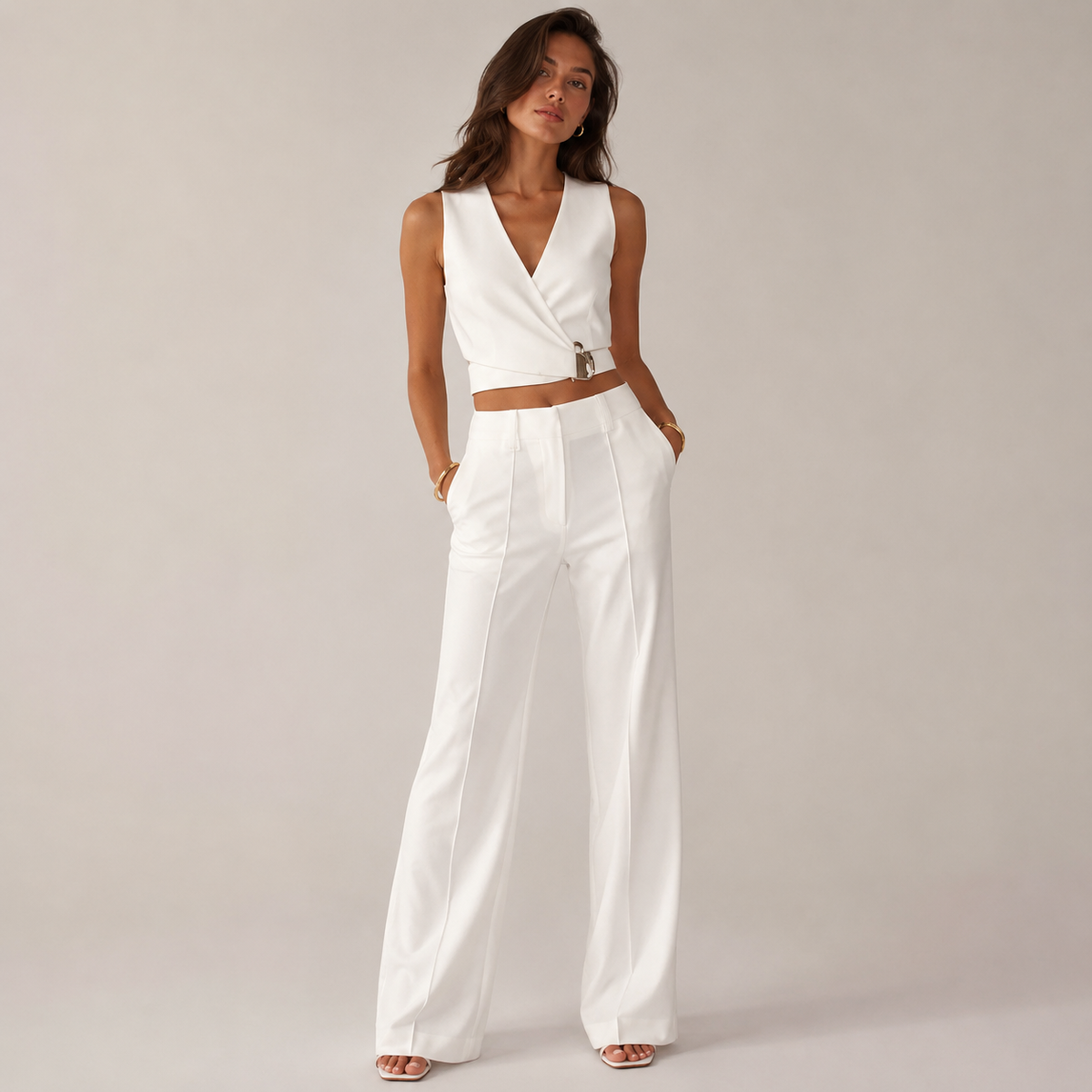 Combinaison pantalon large ceinturée
