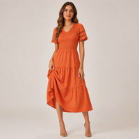 Louise Smocked Bohemian Midi Dress