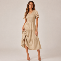 Louise Smocked Bohemian Midi Dress