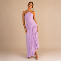 Robe longue plissée à volants Alessia