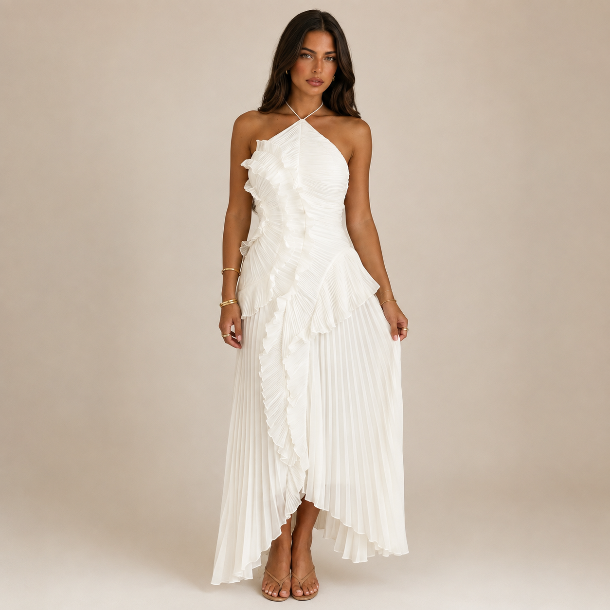 Alessia pleated tiered maxi dress