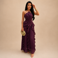 Robe longue plissée à volants Alessia