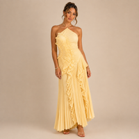 Robe longue plissée à volants Alessia