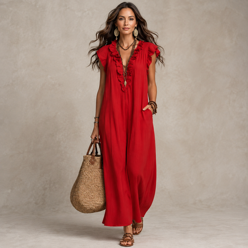 Robe longue bohème à volants Auriane