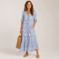 Robe longue bohème Aveline à col V