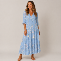 Robe longue bohème Aveline à col V