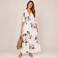 Robe longue bohème Aveline à col V