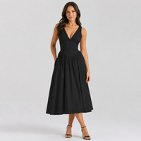 Robe midi en tissu tissé Celestia à col en V