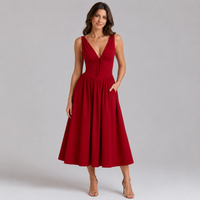 Robe midi en tissu tissé Celestia à col en V