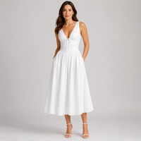 Robe midi en tissu tissé Celestia à col en V