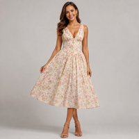 Robe midi en tissu tissé Celestia à col en V