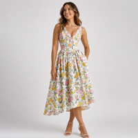 Robe midi en tissu tissé Celestia à col en V