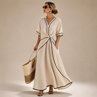 Robe longue Valencia à finitions contrastées