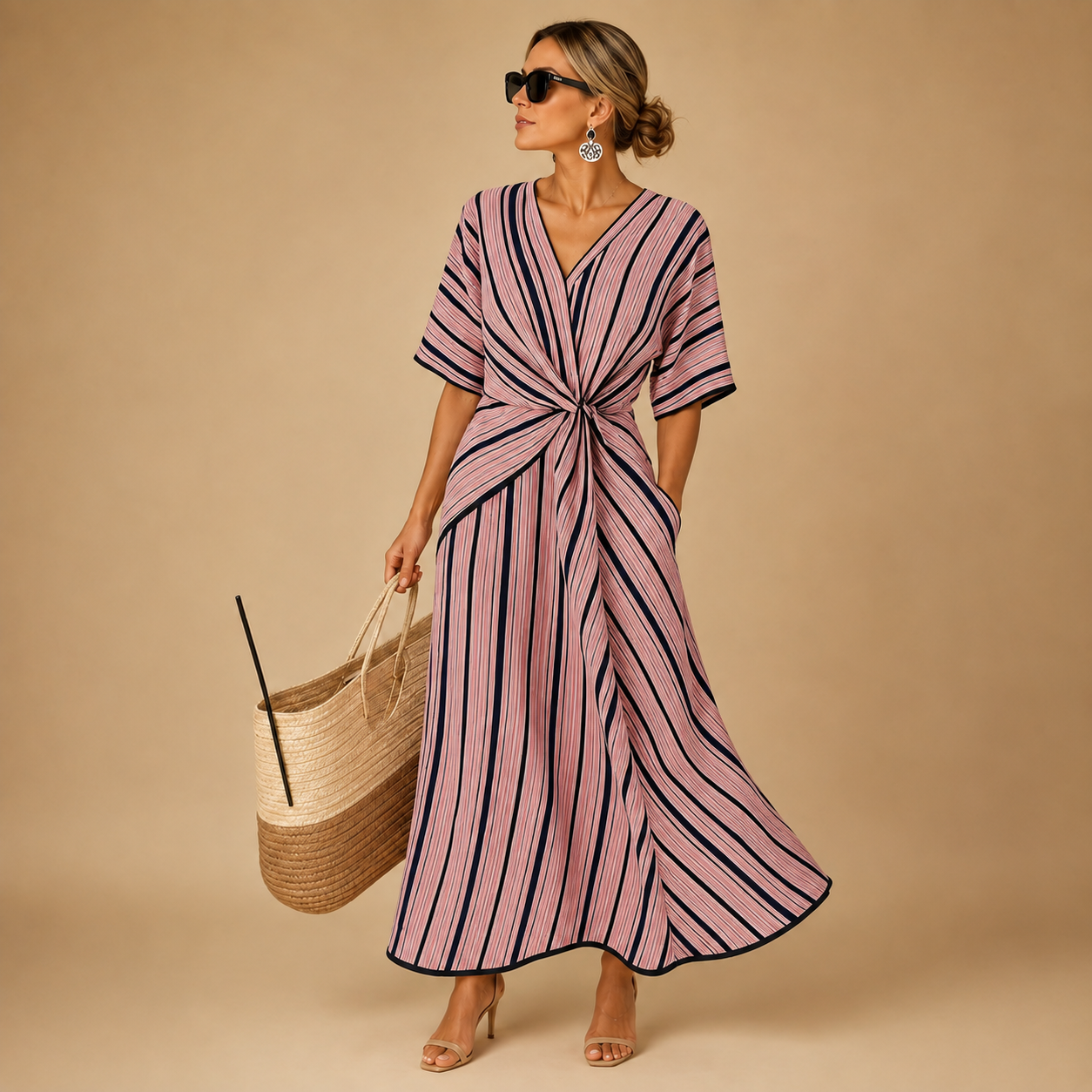 Valencia Long Dress with Contrast Trim