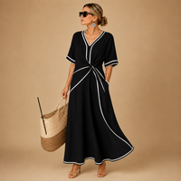 Robe longue Valencia à finitions contrastées