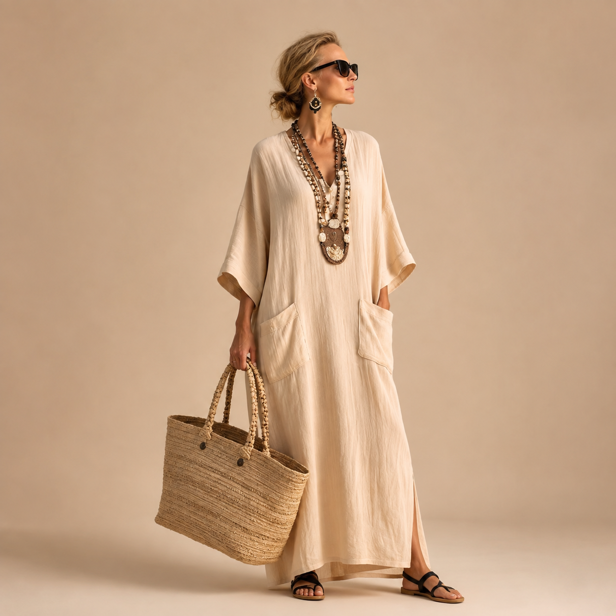 Seraphine long dress with contrasting trim