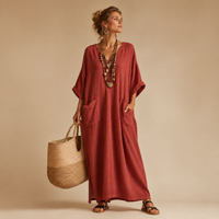 Robe longue Seraphine avec finitions contrastées