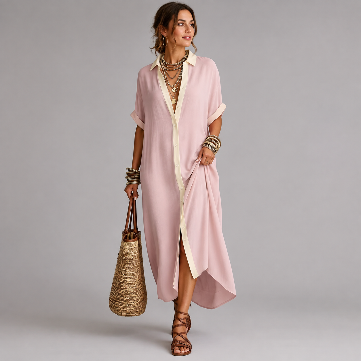 Olivienne minimalist maxi dress (olive)