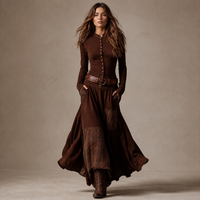 Robe longue en daim Mireille