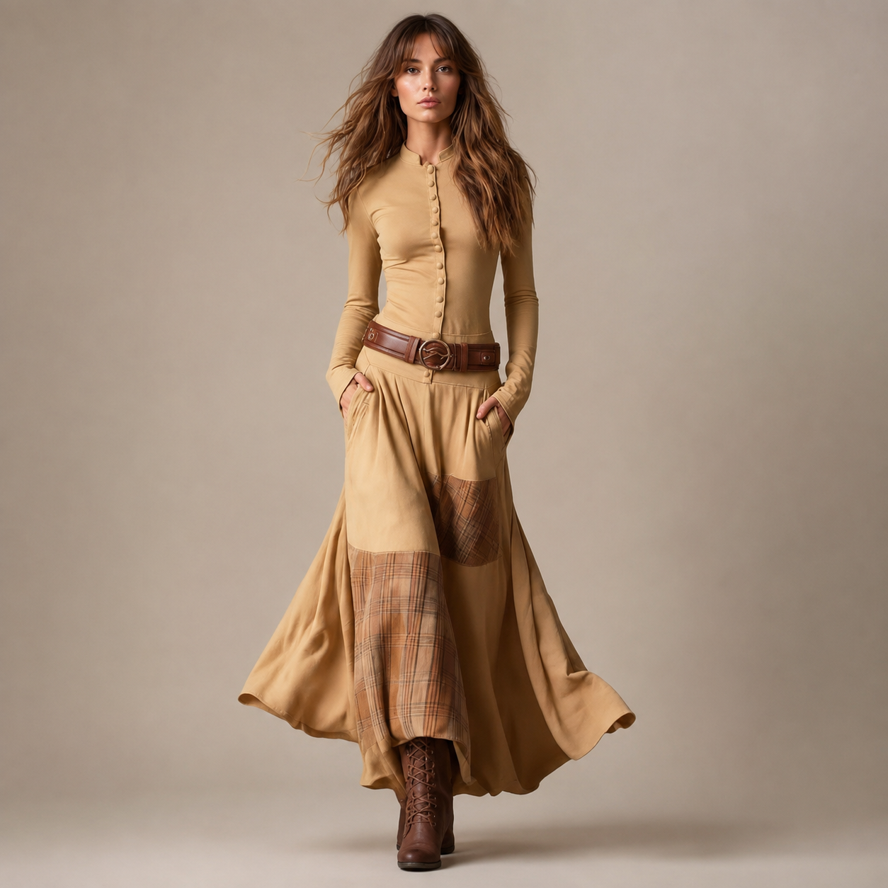 Robe longue en daim Mireille