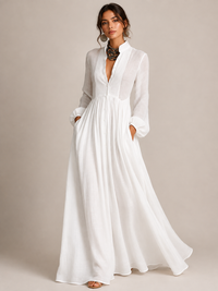 Robe longue patchwork en lin Alicia