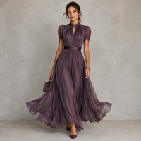 Robe longue en mousseline de dentelle