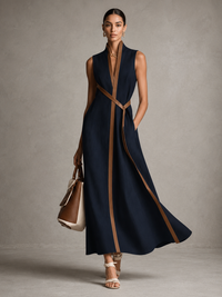 Robe midi en lin ceinturée