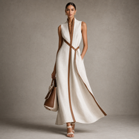 Robe midi en lin ceinturée