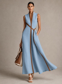 Robe midi en lin ceinturée