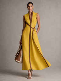 Robe midi en lin ceinturée