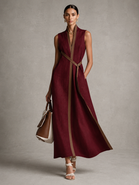Robe midi en lin ceinturée