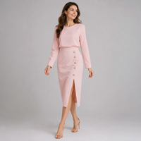 Robe midi boutonnée dorée Céleste