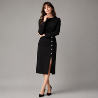 Robe midi boutonnée dorée Céleste
