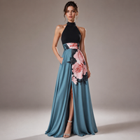 Robe longue dos nu à fleurs