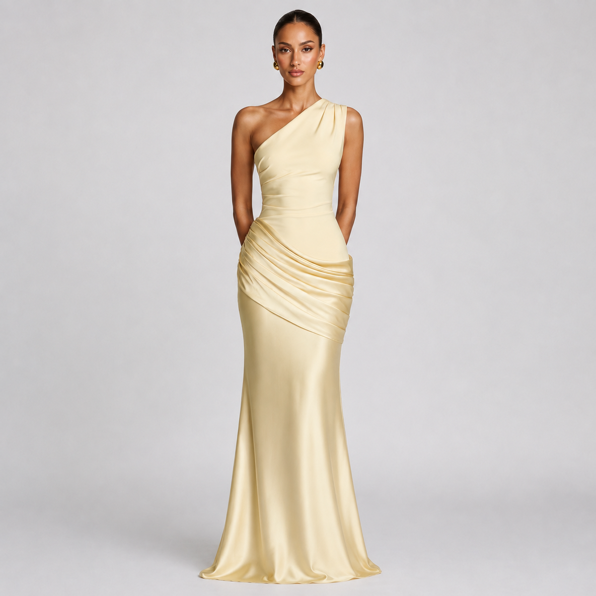 Square neck satin maxi dress