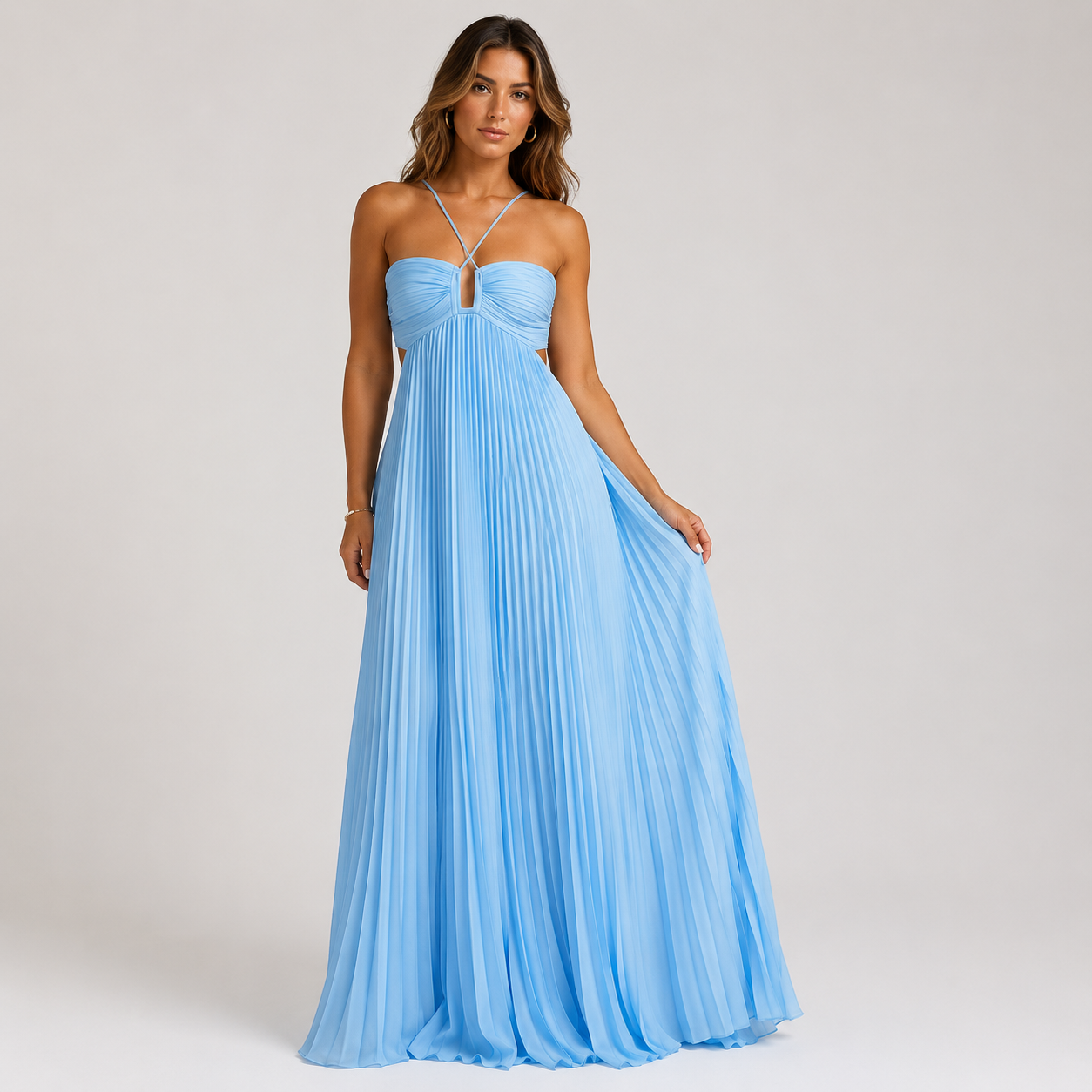 Robe longue plissée bustier Celestia