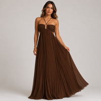 Robe longue plissée bustier Celestia