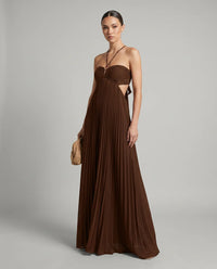 Robe longue plissée bustier Celestia