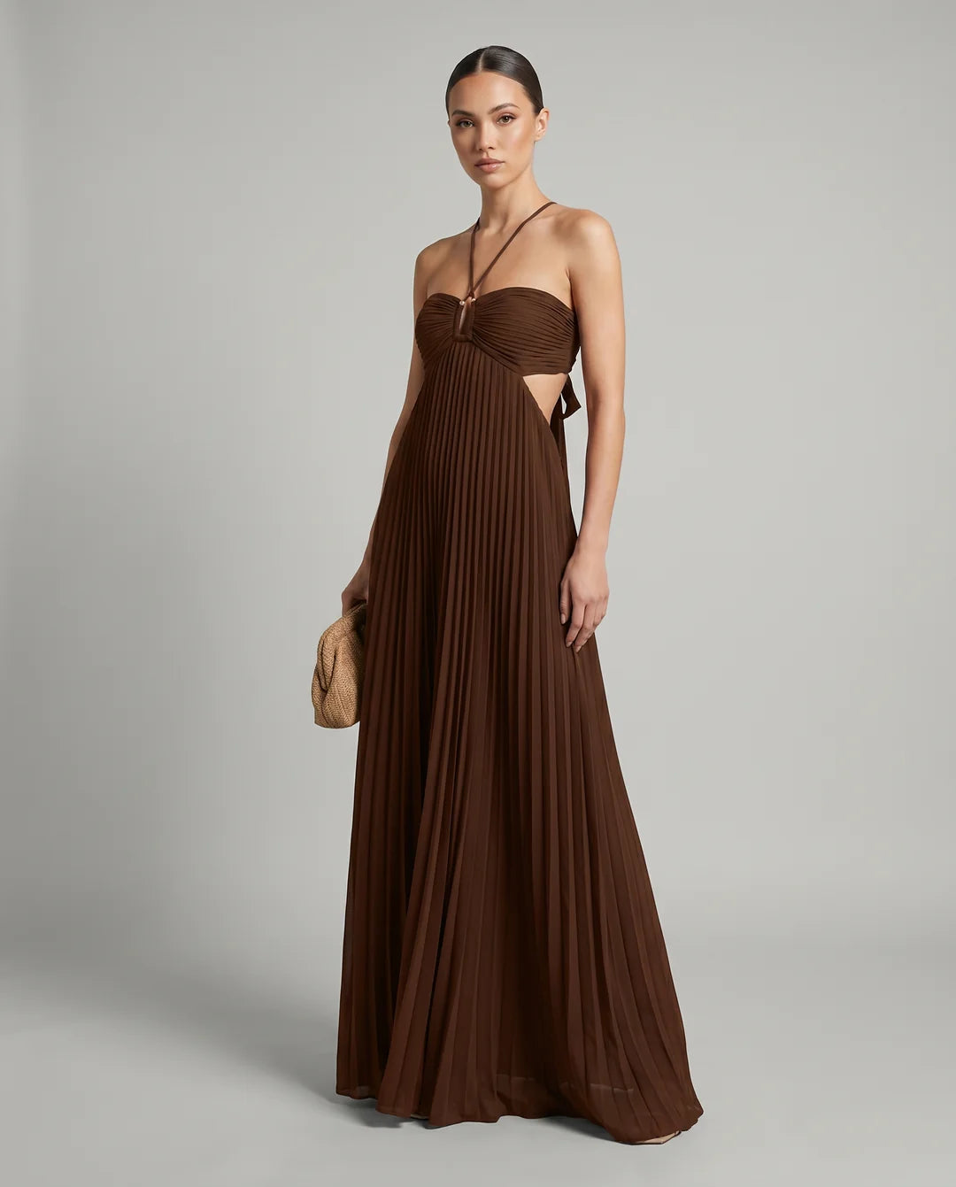 Robe longue plissée bustier Celestia
