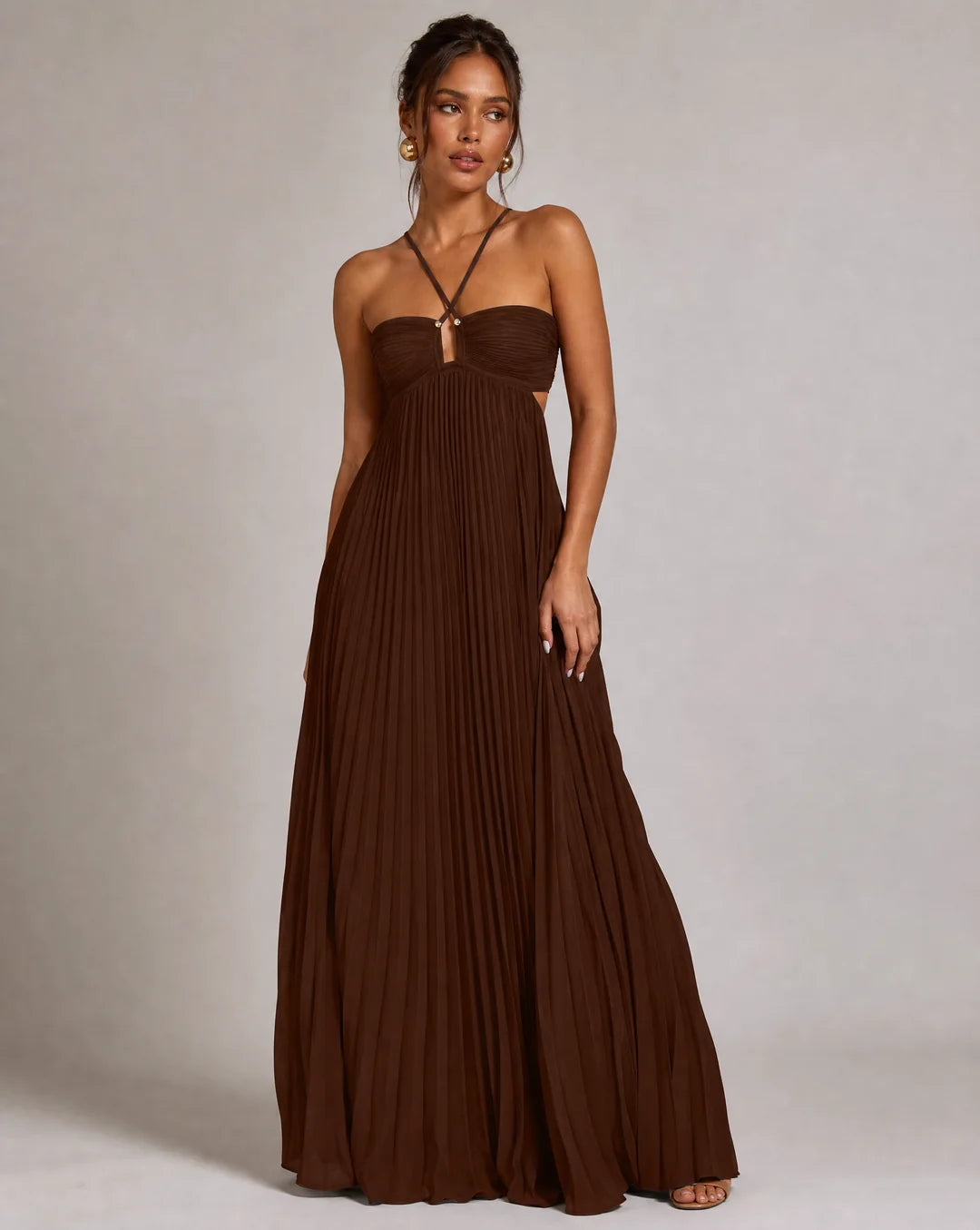 Robe longue plissée bustier Celestia