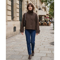 Manteau en mélange de laine à col montant