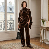 Ensemble deux pièces à jambes larges et effet drapé