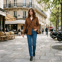 Blazer oversize en daim marron