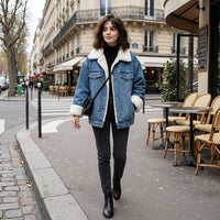 Veste en jean oversize doublée façon mouton