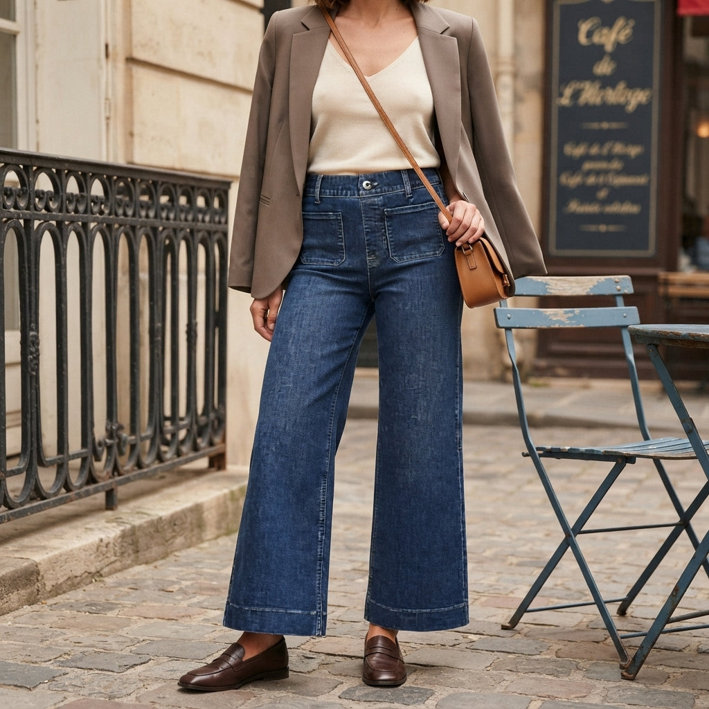 Jean large raccourci en denim