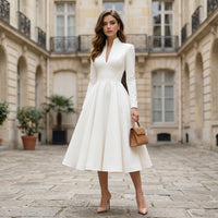 Robe midi Jennifer plissée à col en V