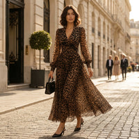 Robe longue portefeuille Mila motif léopard