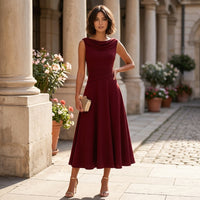 Robe midi drapée et plissée