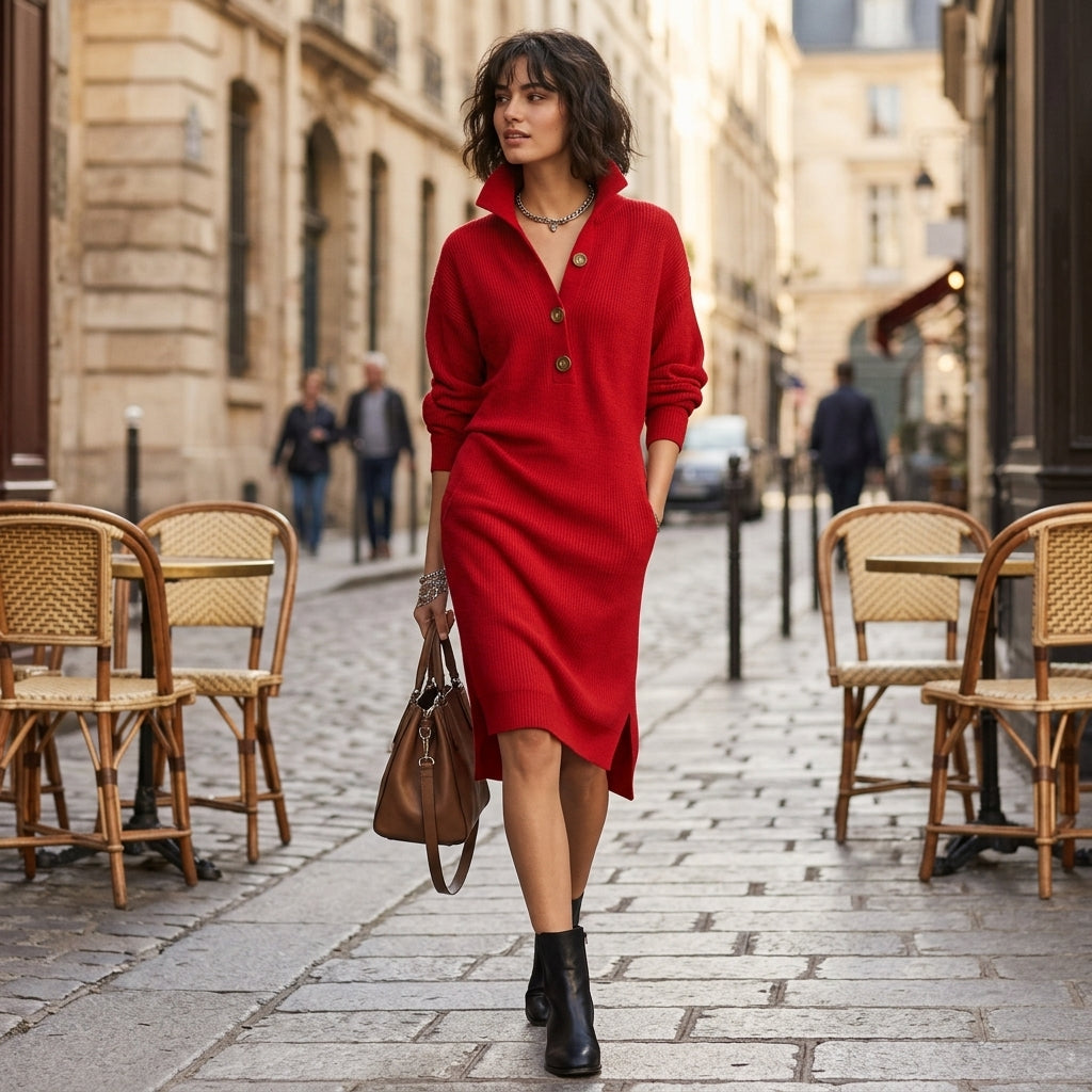 Robe-pull Brielle à col boutonné